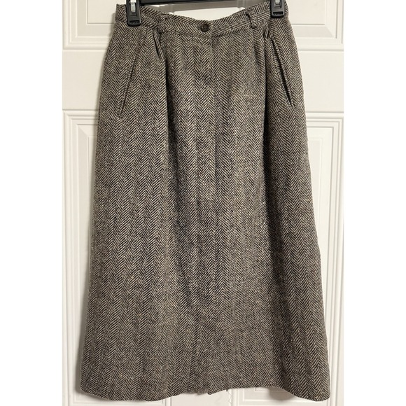 Marshall Fields & Company Wool Skirt SZ 10 Herringbone Tweed Heritage Academia - Picture 7 of 8